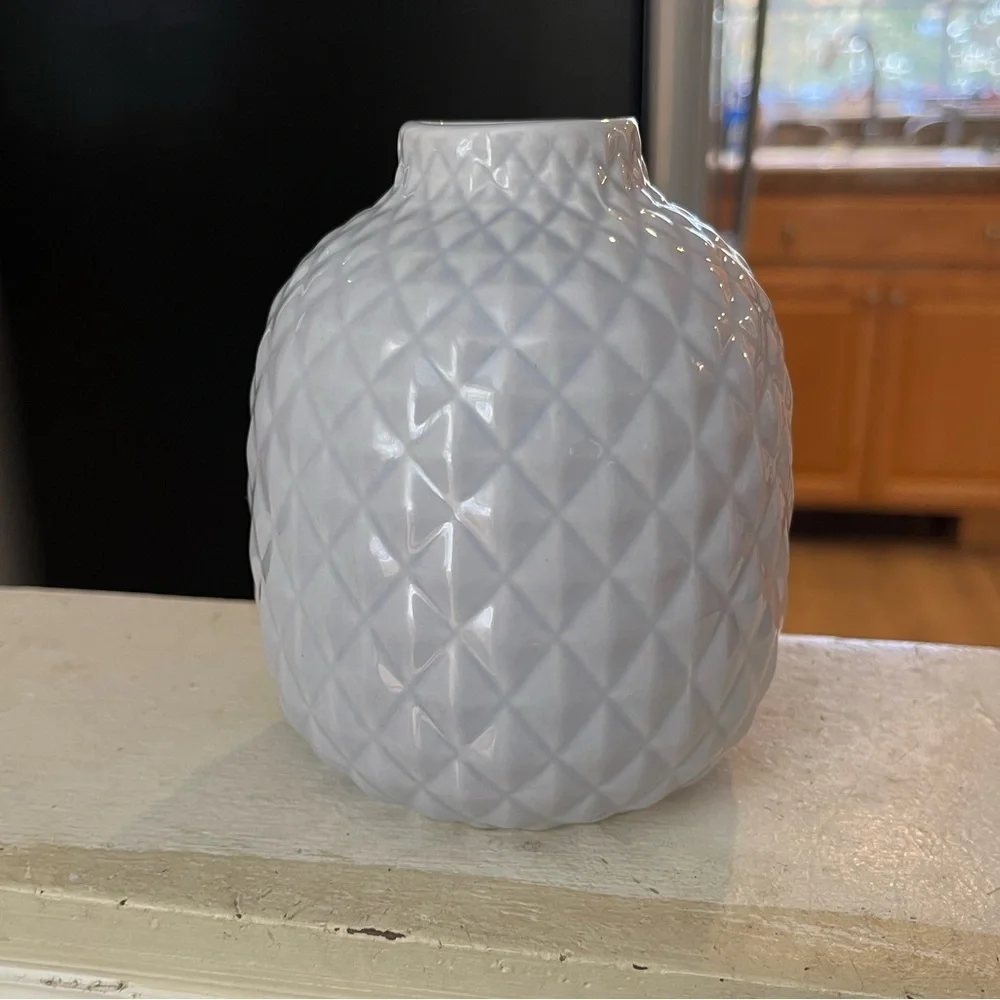 IKEA Textured Pale Periwinkle Ceramic Vase